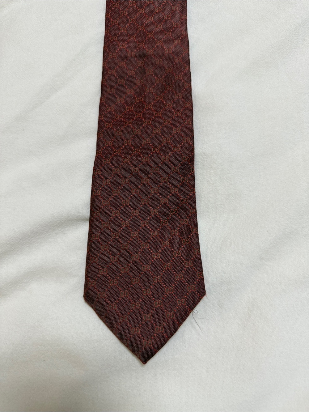 Gucci Burgundy and Brown GG Silk Tie